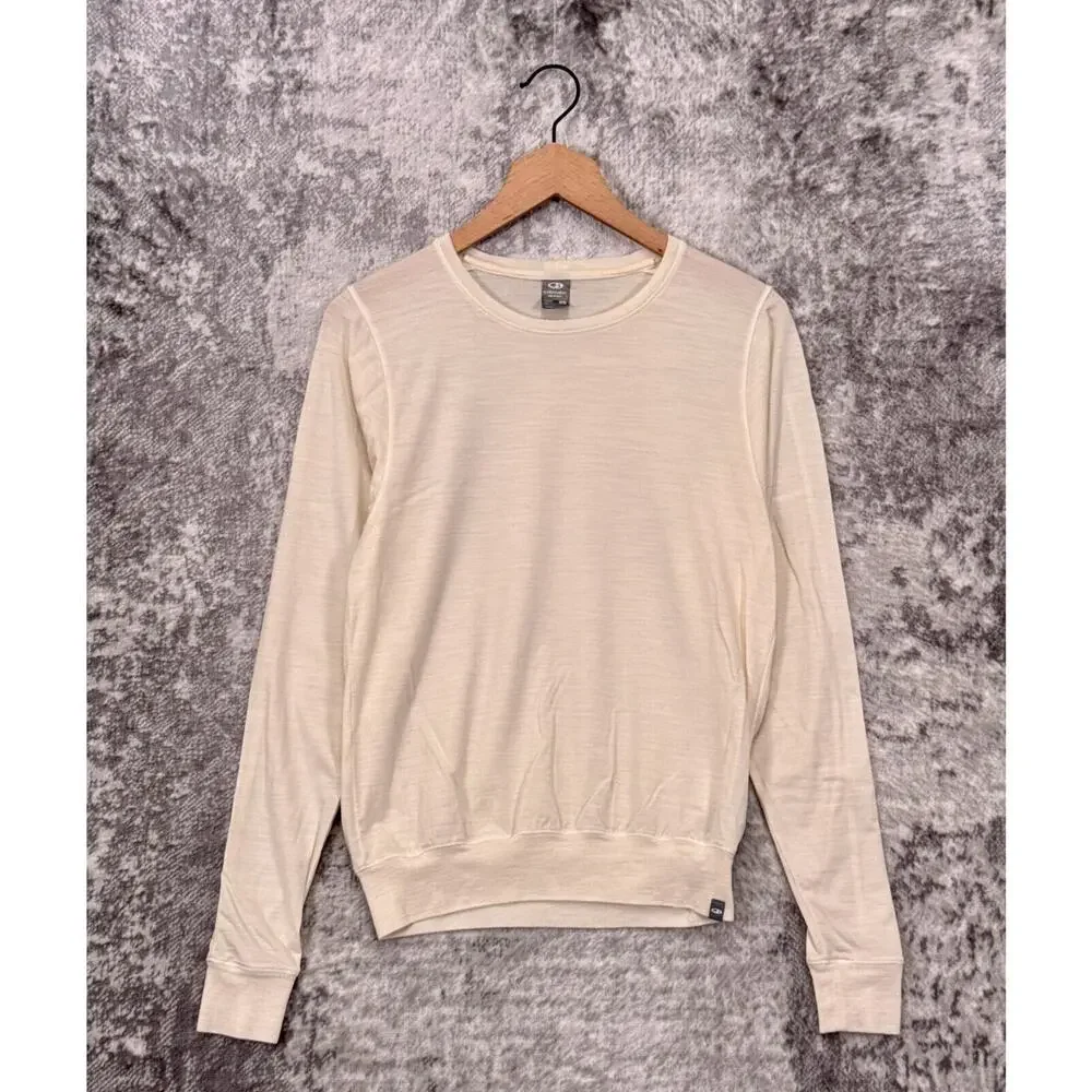 Icebreaker Sweater XS Womens Cool Lite Long Sleeve Ivory Merino Wool Pullover